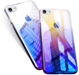 Husa Apple iPhone 7 Plus Gradient Color Cameleon Albastru-Galben 