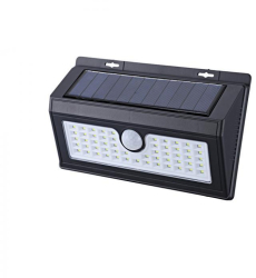 Lampa Led Solara Cu Senzor De Miscare Klausstech 55 Leduri 5w 2400mah 19.5 Cm X 4.5 Cm X 12 Cm Autonomie 8 H Negru 