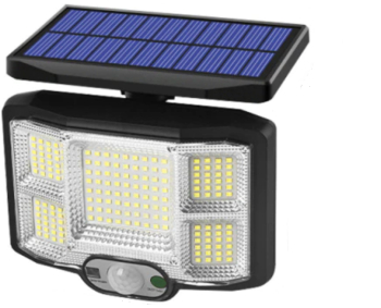 Lampa Solara KlaussTech De Exterior Telecomanda 5 Celule 168 LED-uri Senzor de Miscare Negru 