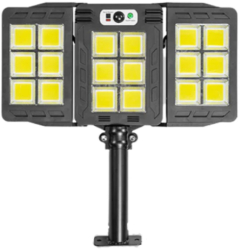 Lampa Solara KlaussTech pliabila cu Senzor de Miscare Acumulator litiu ABS 3 Moduri de iluminare 100 W IP65 Negru 