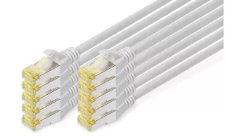 Set 10 x Cablu de retea DIGITUS LAN Cat 6A - 0 5m RJ45 Ecranat S FTP gri - RESIGILAT 