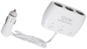 Adaptor Tip Bricheta Pentru Masina Klausstech Alimentare La 12 V -120w Triplu Iesire Cu Cablu 30 Cm Culoare Alb 