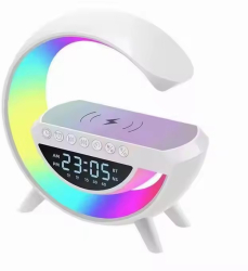 Boxa Multifunctionala 3 in 1 Lampa LED RGB Smart cu ceas Boxa Bluetooth Incarcator Telefon Wireless Lumina RGB Alb