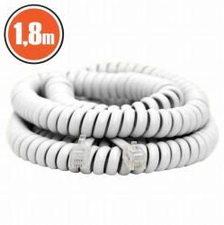 Cablu telefon-receptor spiralat RJ10 4P/4C 1.8m alb 