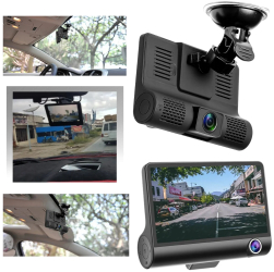 Camera de Bord Auto DVR Full HD cu 3 Obiective Fata Spate si Interior pentru Supraveghere Completa 