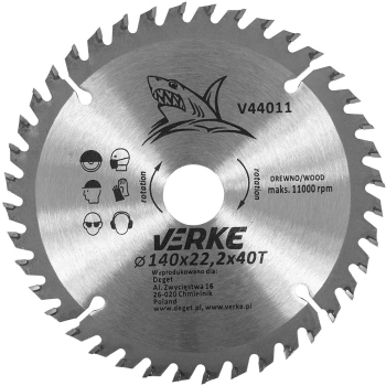 Disc de taiere lemn 140x22.2mm V44011 Verke 