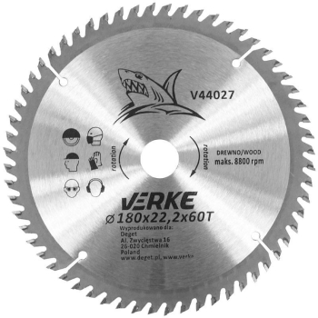 Disc de taiere lemn 180x22.2mm V44027 Verke 