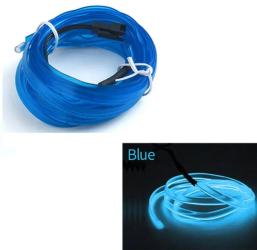 Fir Neon Auto EL Wire culoare Albastru lungime 5M alimentare 12V droser inclus 