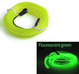 Fir Neon Auto EL Wire culoare Verde Fluorescent lungime 5M alimentare 12V droser inclus 