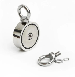 Magnet neodim oala D 75 mm cu doua crlige inelare i doua fee x 160 kg - magnet fishing 