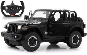 Masina RC cu telecomanda Jeep Wrangler Rubicon negru / Lungime 30 cm / Scara 1 14 / 2.4 GHz / Lumini LED fata/spate / 6+ 