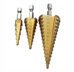 Set 3 burghie tip Freza Elicoidala in trepte pentru metal 4-10mm 4-20mm 4-32mm 