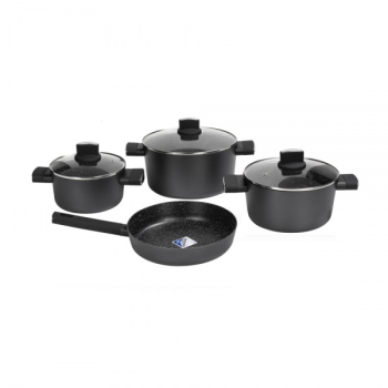 Set de oale Zilan Negru cu 7 piese invelis din marmura si manere fine la atingere 