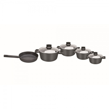 Set de oale Zilan Negru cu 9 piese invelis din marmura si manere fine la atingere 