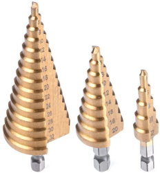 Set Profesional de 3 Burghie Con in Trepte Dimensiuni Versatile 4-32mm pentru Lucrari Precise 