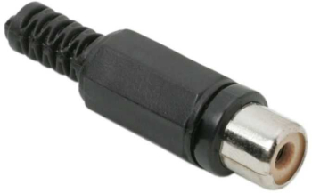 Soclu RCA mama executie plastic negru cu protectie pentru cablu 