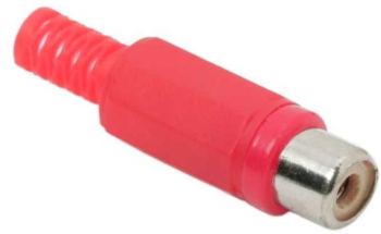 Soclu RCA mama executie plastic rosu cu protectie pentru cablu 