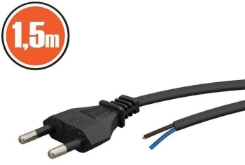 Cablu de alimentare cu stecher EURO de asamblare montabil 1.5m 2x0.5mm2 dublu izolat cu fire libere 