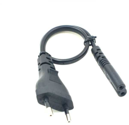 Cablu de alimentare EURO tata - tip 2 pini mama 20cm drept 2x0.75mm2 2.5A 250V negru 