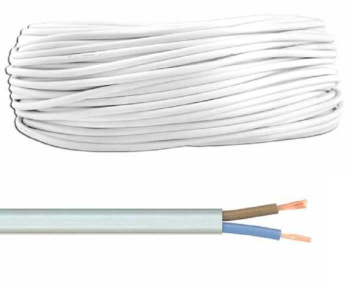 Cablu electric bifilar dublu-izolat cupru 2x1.5mm2 plat alb MYYUP H03VVH2-F 2x1.5 