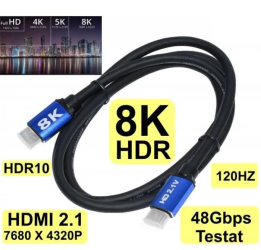 Cablu HDMI v2.1 8K 60HZ 1m HDMI tata - HDMI tata CA 