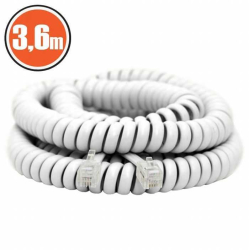 Cablu receptor telefon spiralat 4P/4C 3.6m alb RJ10 CCA 