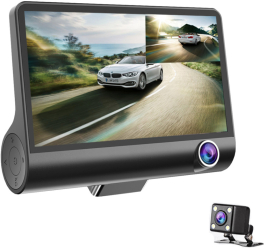 Camera Auto De Bord Klausstech Functii Dvr Full Hd Cu Trei Obiective In Fata Spate Si Interior 