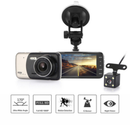 Camera Auto KlaussTech Dvr Camera Dubla 1080p Fullhd G-senzor Lentile Sony Super Night Vision Suport Prindere 4 Inch Lcd Unghi De 