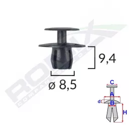 Clips Fixare Pentru Bmw/mercedes/peugeot 8.5X9.4Mm - Negru Set 10 Buc 