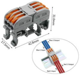 Conector 3+3 cu sina portocaliu pentru cablu maxim 4 mm 