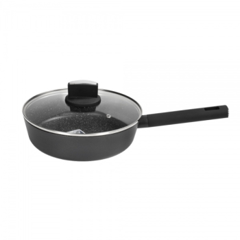 Cratita Zilan Negru cu invelis din marmura 5 straturi 24 cm si maner fin la atingere 2.4L 