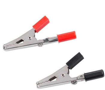 Crocodil mediu rosu/negru 45 mm cu inserare pe conectori tip banana 