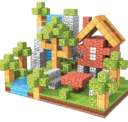 Cuburi magnetice pentru copii PAPLIX - Set de constructie creativa DIY inspirat de aventura in padure 157 bucati 