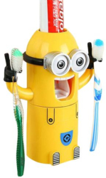 Dozator Pasta de Dinti si Suport Periute KlaussTech Capacitate 2 Periute Model Minion Galben 