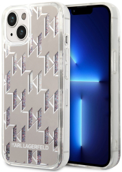 Husa pentru iPhone 14 Plus - Karl Lagerfeld Hardcase Liquid Glitter KLHCP14MLMNMS - Silver Monogram 