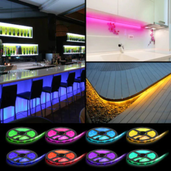 Kit Banda Led Klausstech Rgb Exterior Led Strip Cu O Lumina Multicolora Ip65 5m Lungime 60 Led-uri/m Controller Alimentator Lumina 