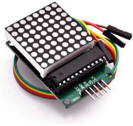 Modul LED MATRIX 8X8 campuri 32x32 mm rosu 5V Interfata SPI inclus cu controlerul MAX7219 si cabluri 