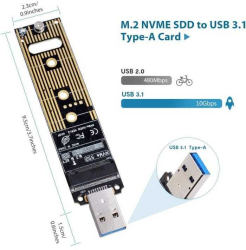 Rack metalic fara carcasa pentru SSD M.2/NGFF 2230 2242 2260 2280 cu port USB 3.0 A max.HDD 6TB 
