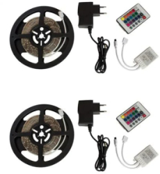 Set 2x Kit Banda Klausstech Led Multicolora 5 Metri 2x Telecomanda Ir 24 Taste 2x Controler 2x Adaptor 44 