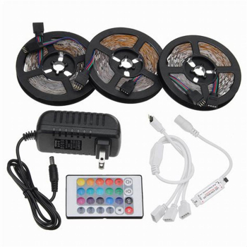 Set 3 Kit-uri Banda Led Klausstech Rgb 5050 5 M X 3 Buc - 15 M Total Telecomenzi 24 Taste Si Adaptoare Incluse 