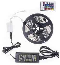 Set Banda Flexibila Led Klausstech 5050 + Telecomanda + Adaptor + Sursa Lungime 5 Metri Interior Exterior Model G 630 Klausstech 