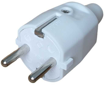Stecher Schuko cauciucat alb cu presetupa cauciuc IP20 16A 250V ODO SPN3110 