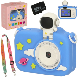 Aparat foto digital pentru copii cu card de memorie 32GB model astronaut albastru 