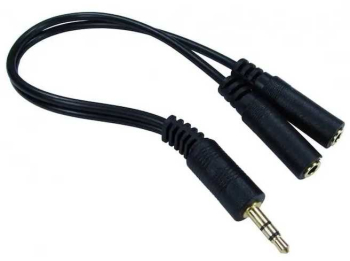 Cablu adaptor 25cm spliter 2x JACK 3.5 mm stereo mama - JACK 3.5 mm stereo tata negru