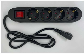 Cablu de alimentare IEC320-14 tata - 4x SCHUKO mama 1m 3x1.5mm2 16A conductor cupru 