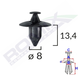 Clips Fixare Pentru Honda/suzuki/volvo 8X13.4Mm - Negru Set 10 Buc 