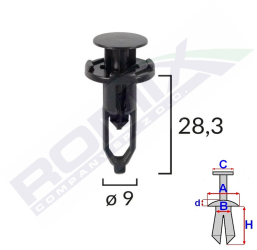 Clips Fixare Pentru Toyota/lexus 9X28.3Mm - Negru Set 10 Buc 