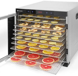 Deshidrator alimente Hendi Profi Line 1000 W 10 tavi Temperatura reglabila 35-75C Gri 