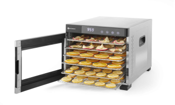 Deshidrator alimente Hendi Profi Line 550 W 6 tavi inox interior si exterior inox temperatura reglabila 35-75 C Gri timer panou de co 