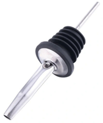 Dop cu dozator tip picurator pentru bauturi 10.7 cm otel si cauciuc argintiu